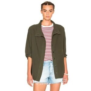 The Great Slouchy Army Jacket Sz L Dark Olive Cotton Utility Oversized Capsule